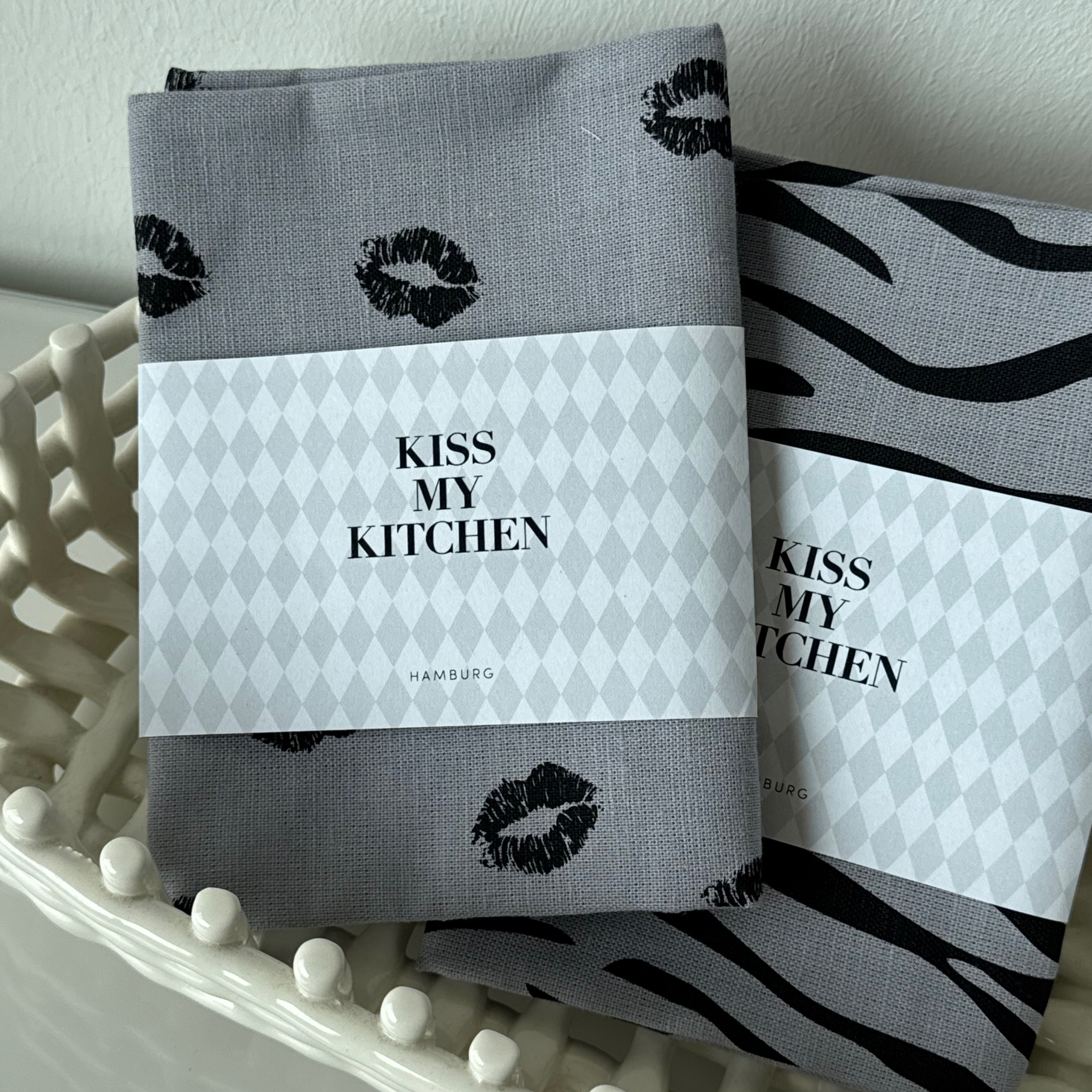 Geschirrtuch, Kiss grey black