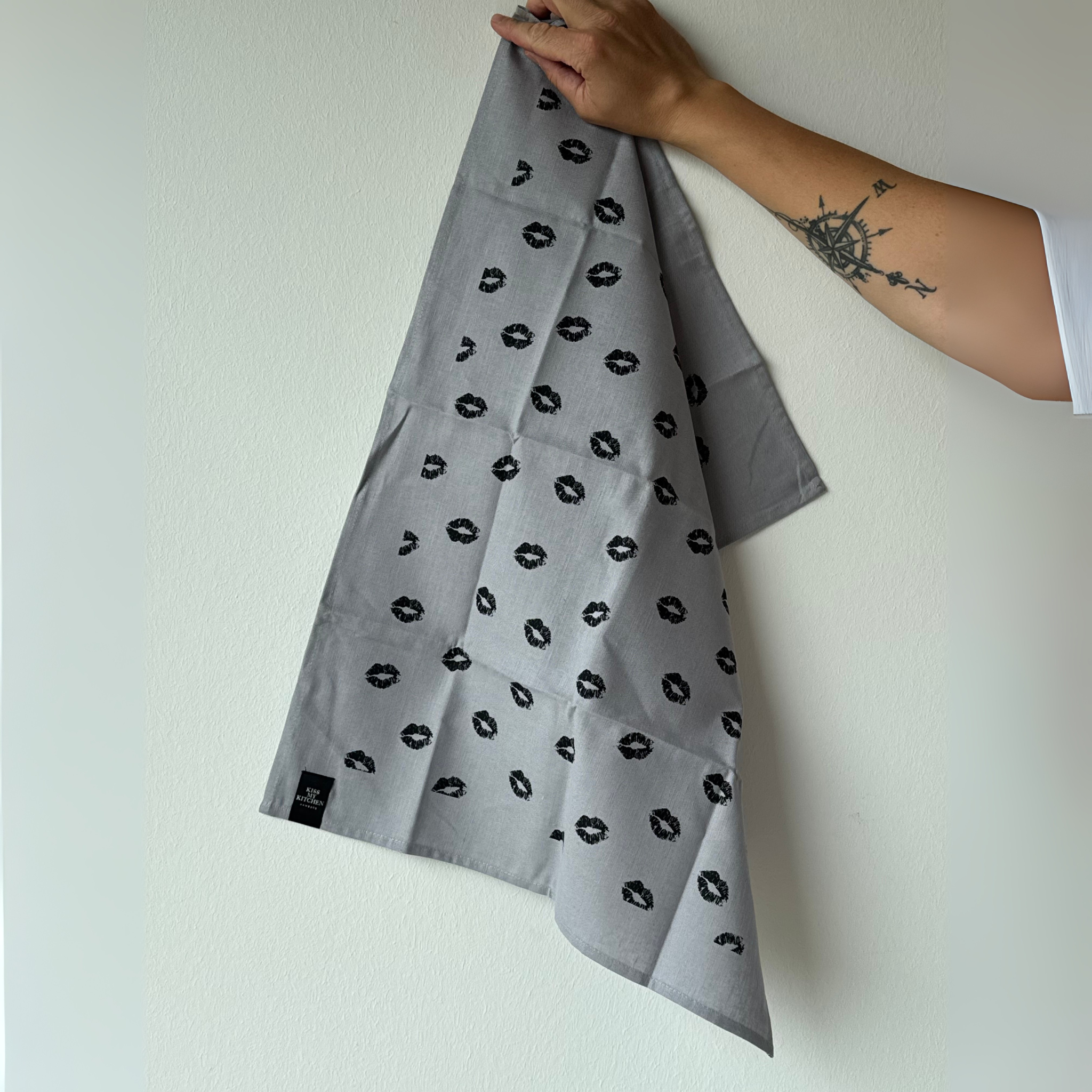 Geschirrtuch, Kiss grey black