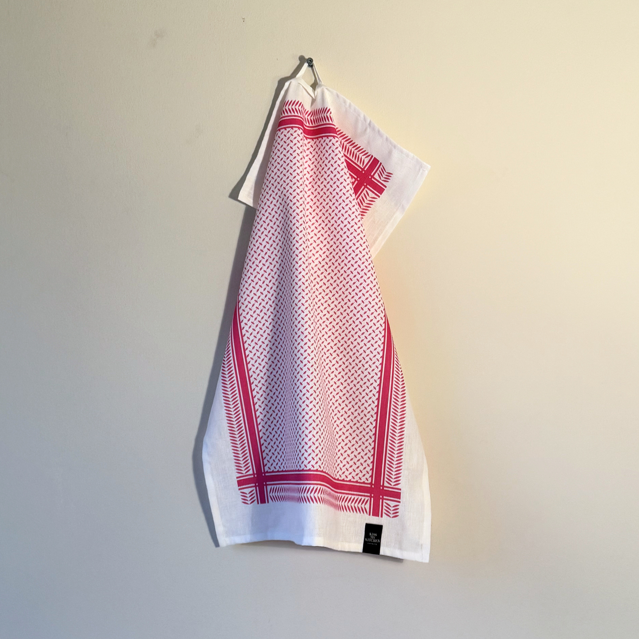 Geschirrtuch, Pali white pink (mit Rand)