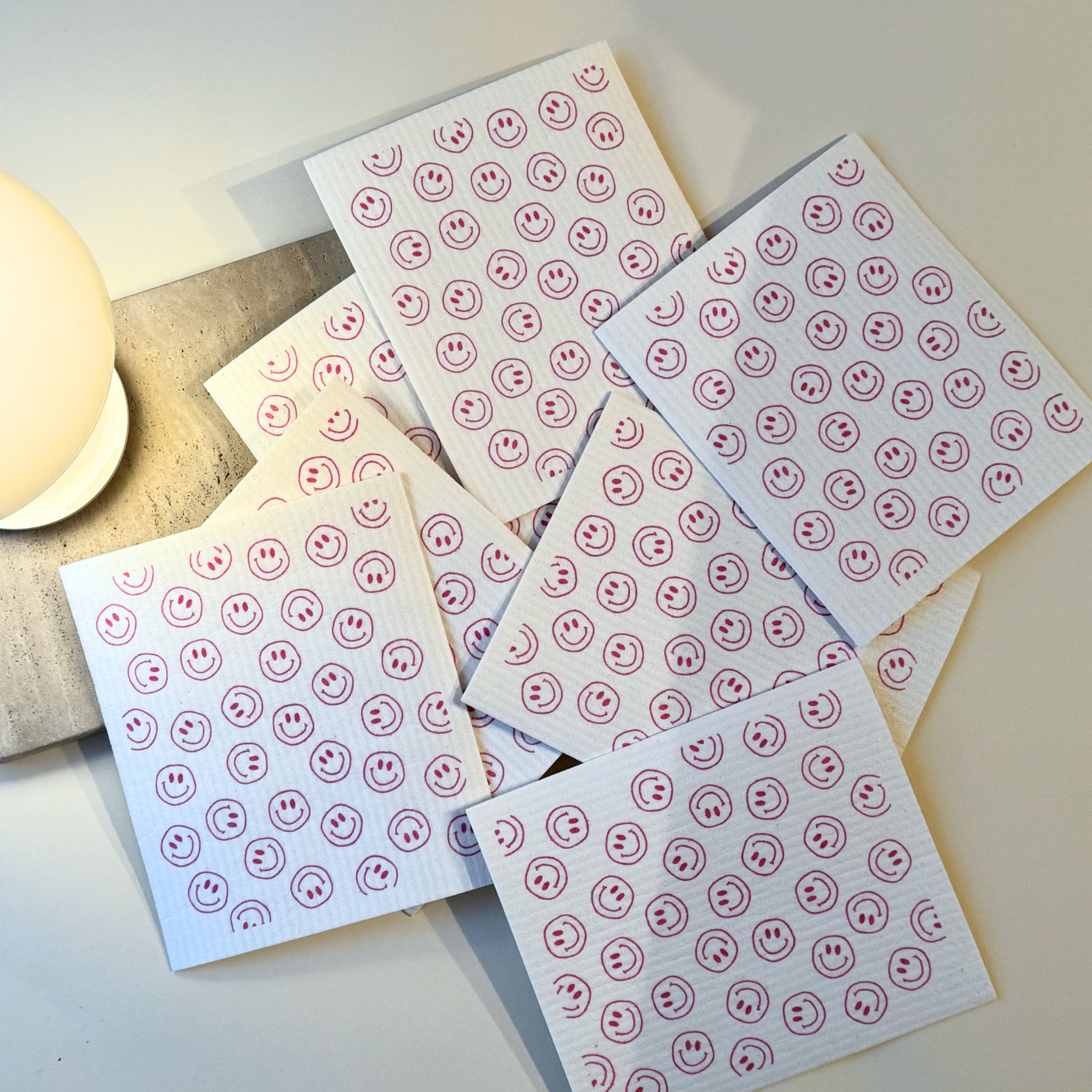 Schwammtuch, Smile white pink