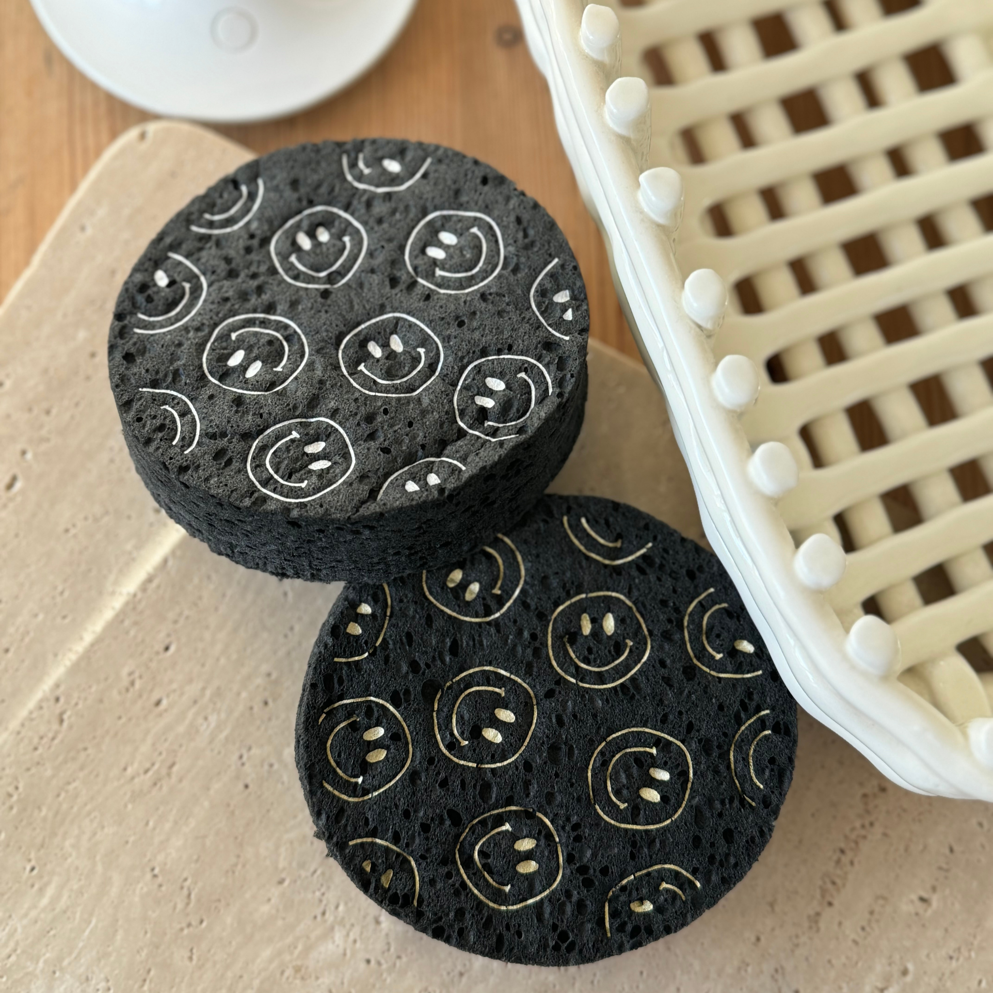 Pop Up Schwamm, Smile silber ohne Verpackung