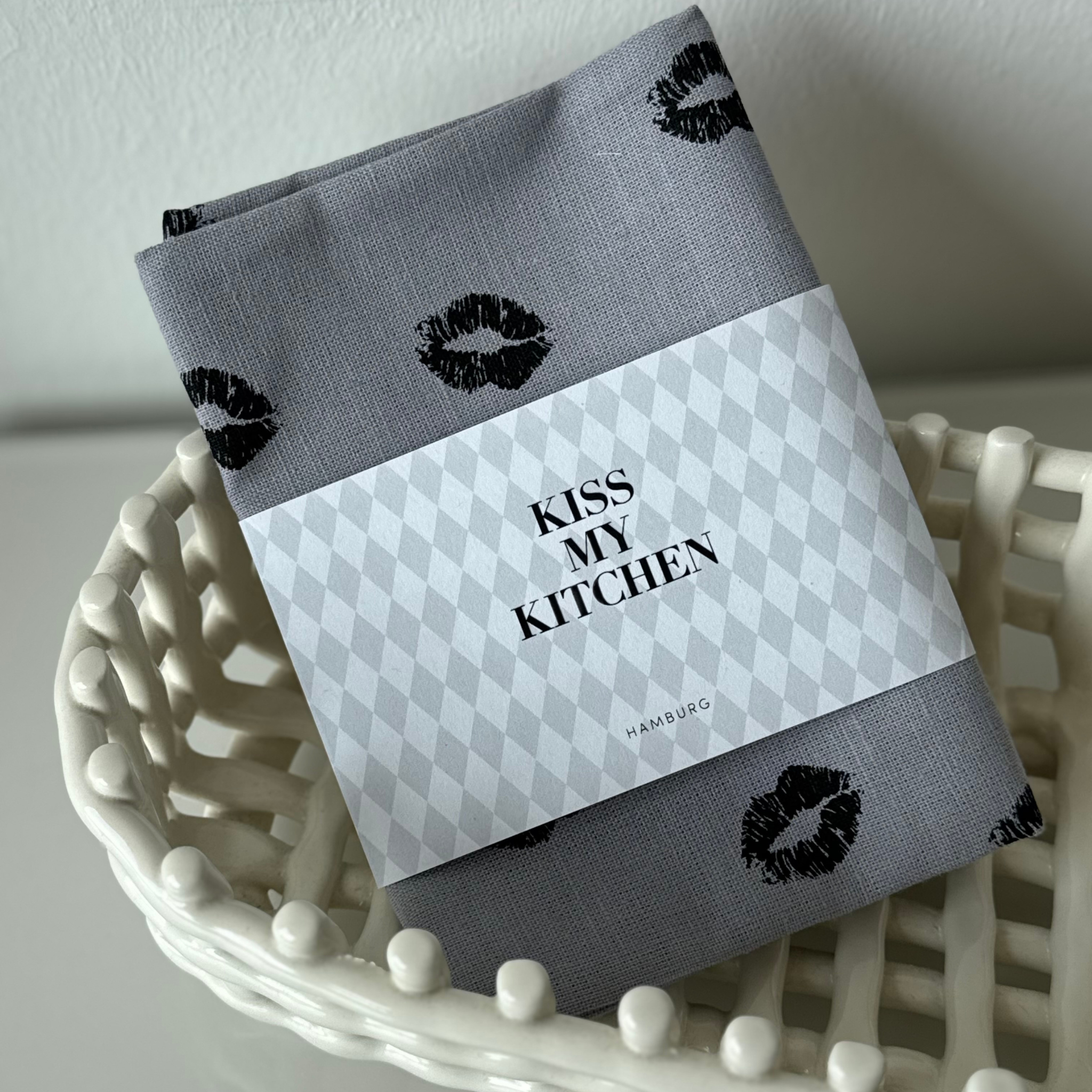 Geschirrtuch, Kiss grey black x2